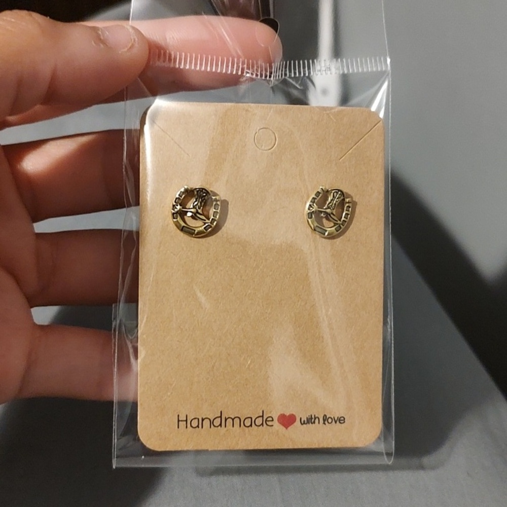 Gold Vintage Boots & Horseshoe Earrings